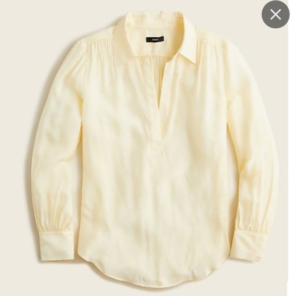 J Crew Eco cupro-blend collared V-neck popover top BD789